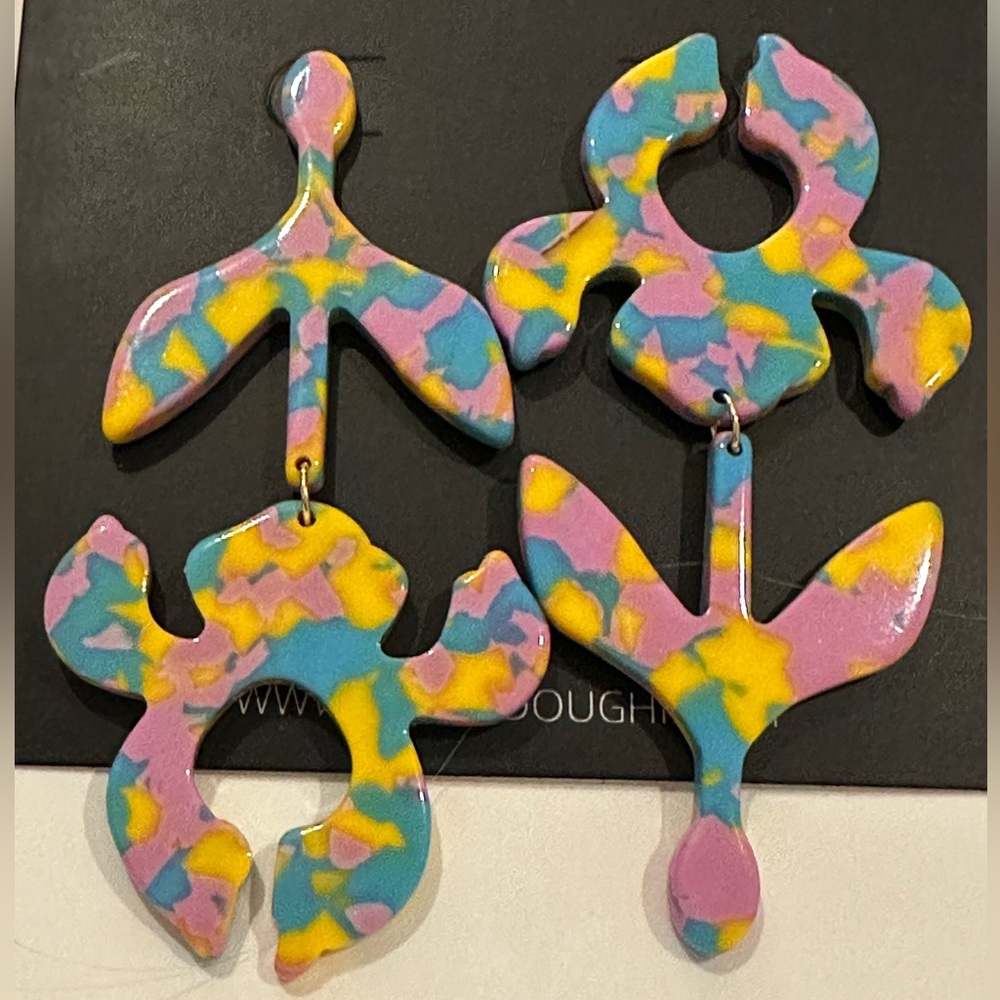 LELE sadoughi colorful long mismatched flower earrings
